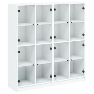 Weißer Bücherschrank mit Türen 136x142 cm