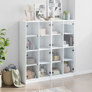 Weißer Bücherschrank mit Türen 136x142 cm