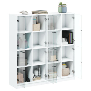 Weißer Bücherschrank mit Türen 136x142 cm