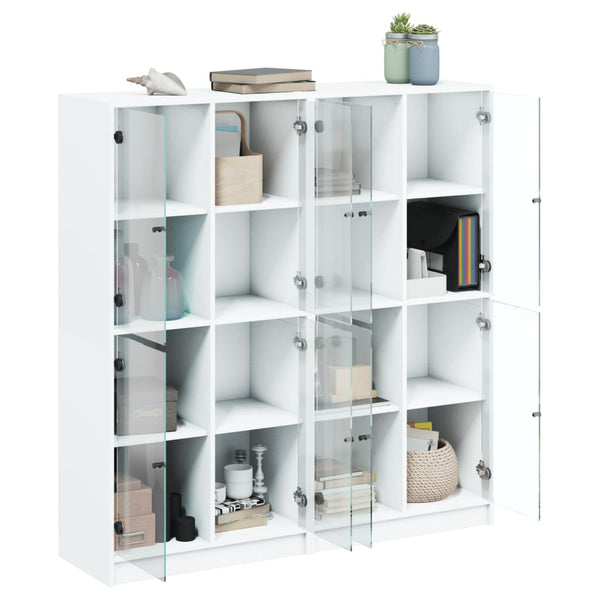 Weißer Bücherschrank mit Türen 136x142 cm