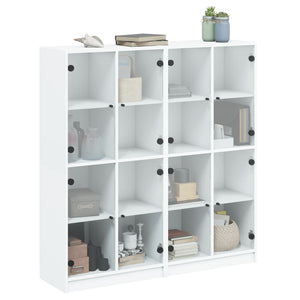 Weißer Bücherschrank mit Türen 136x142 cm