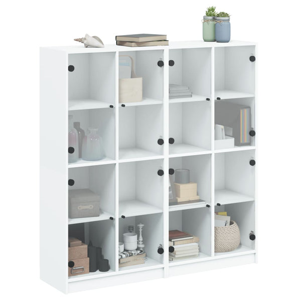 Weißer Bücherschrank mit Türen 136x142 cm