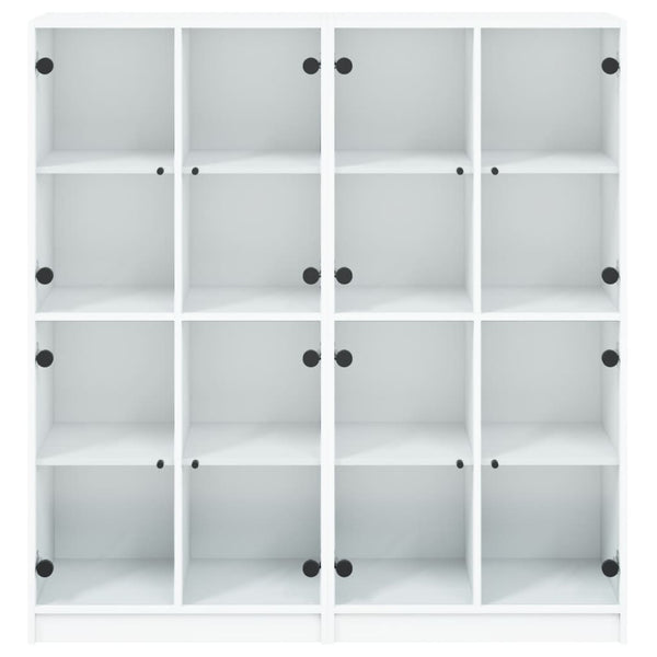 Weißer Bücherschrank mit Türen 136x142 cm