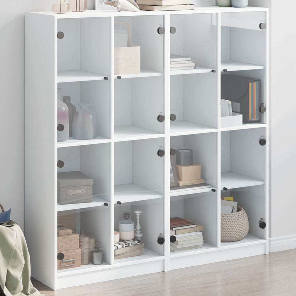 Weißer Bücherschrank mit Türen 136x142 cm