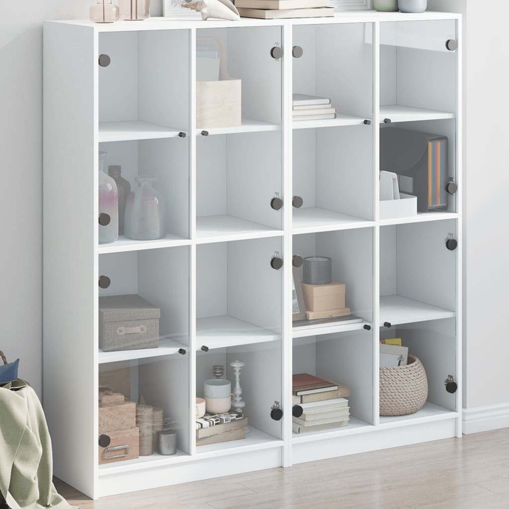 Weißer Bücherschrank mit Türen 136x142 cm
