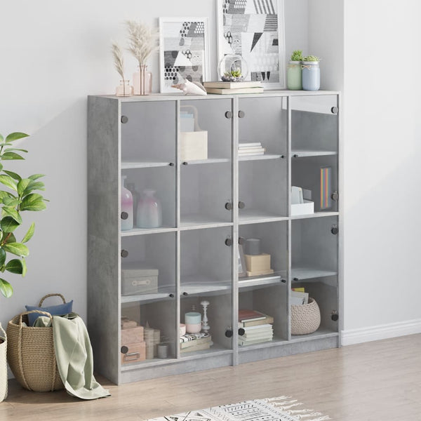 vidaXL Bibliothèque avec portes gris béton 136x37x142 cm bois d'ingénierie