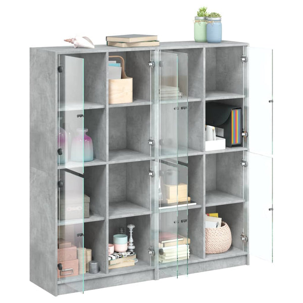 vidaXL Bibliothèque avec portes gris béton 136x37x142 cm bois d'ingénierie