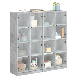 vidaXL Bibliothèque avec portes gris béton 136x37x142 cm bois d'ingénierie