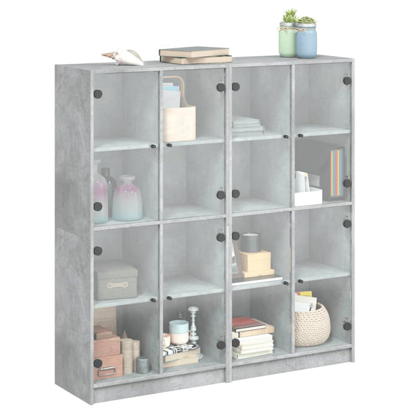 vidaXL Bibliothèque avec portes gris béton 136x37x142 cm bois d'ingénierie