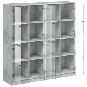 vidaXL Bibliothèque avec portes gris béton 136x37x142 cm bois d'ingénierie