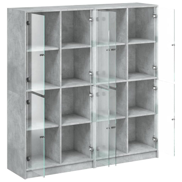 vidaXL Bibliothèque avec portes gris béton 136x37x142 cm bois d'ingénierie