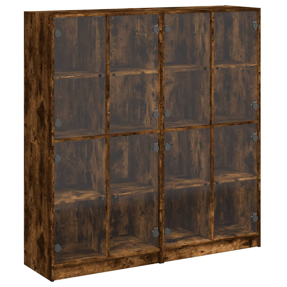 Bücherschrank Räuchereiche mit Türen 136x142 cm
