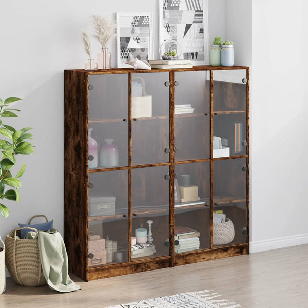 vidaXL Bibliothèque avec portes Chêne fumé 136x37x142 cm Bois d'ingénierie