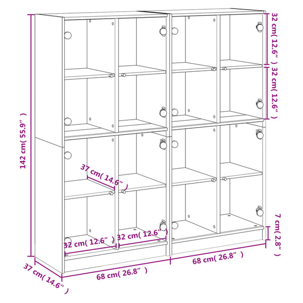 vidaXL Bibliothèque avec portes Chêne fumé 136x37x142 cm Bois d'ingénierie