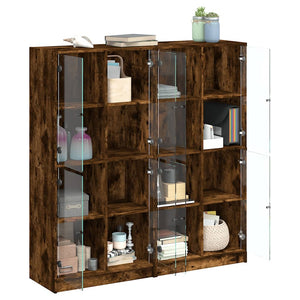 vidaXL Bibliothèque avec portes Chêne fumé 136x37x142 cm Bois d'ingénierie