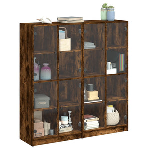 vidaXL Bibliothèque avec portes Chêne fumé 136x37x142 cm Bois d'ingénierie