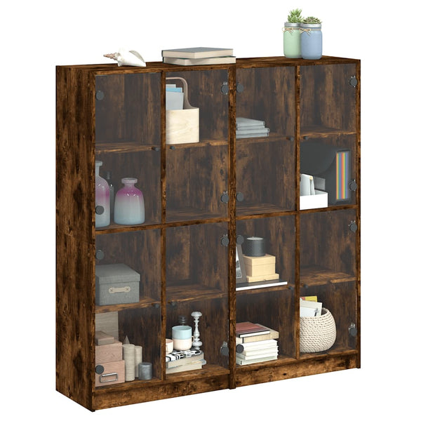 vidaXL Bibliothèque avec portes Chêne fumé 136x37x142 cm Bois d'ingénierie