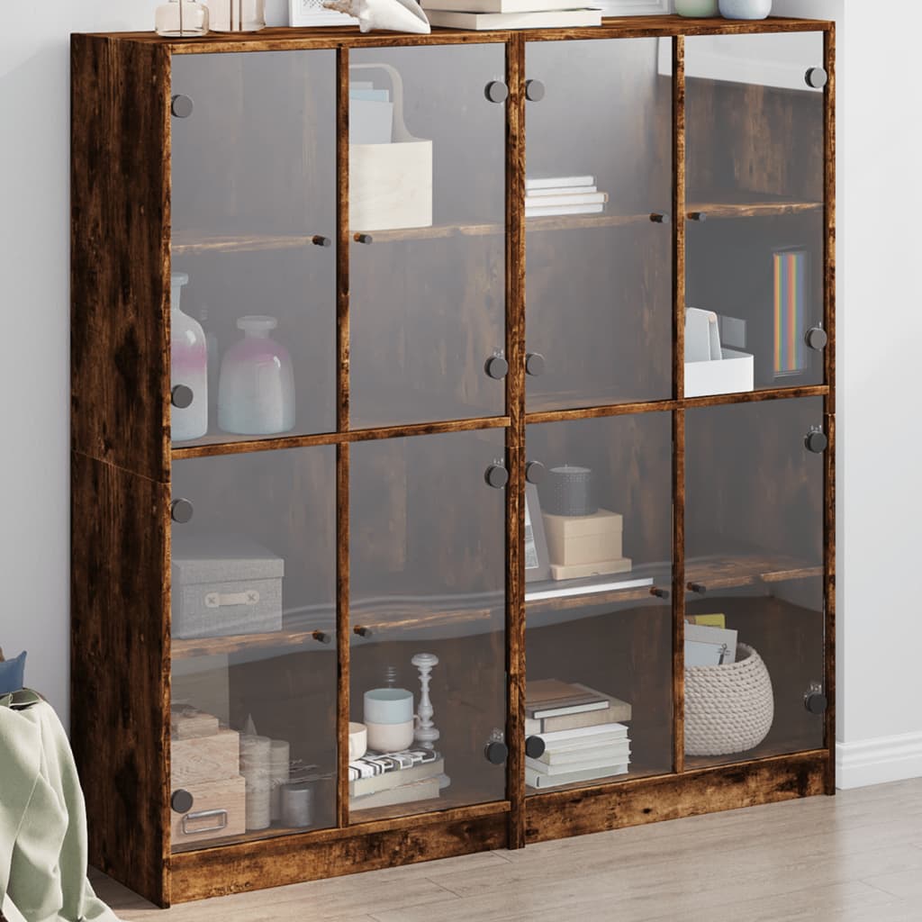 vidaXL Bibliothèque avec portes Chêne fumé 136x37x142 cm Bois d'ingénierie