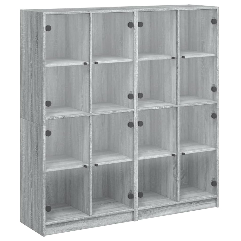 Bücherschrank Grau Sonoma mit Türen 136x142 cm