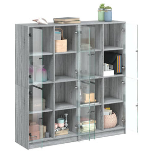 Bücherschrank Grau Sonoma mit Türen 136x142 cm