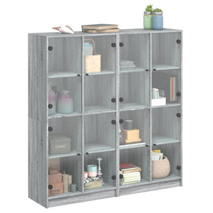 Bücherschrank Grau Sonoma mit Türen 136x142 cm