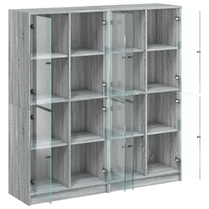 Bücherschrank Grau Sonoma mit Türen 136x142 cm