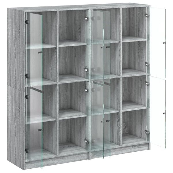 Bücherschrank Grau Sonoma mit Türen 136x142 cm
