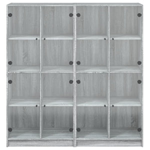 Bücherschrank Grau Sonoma mit Türen 136x142 cm