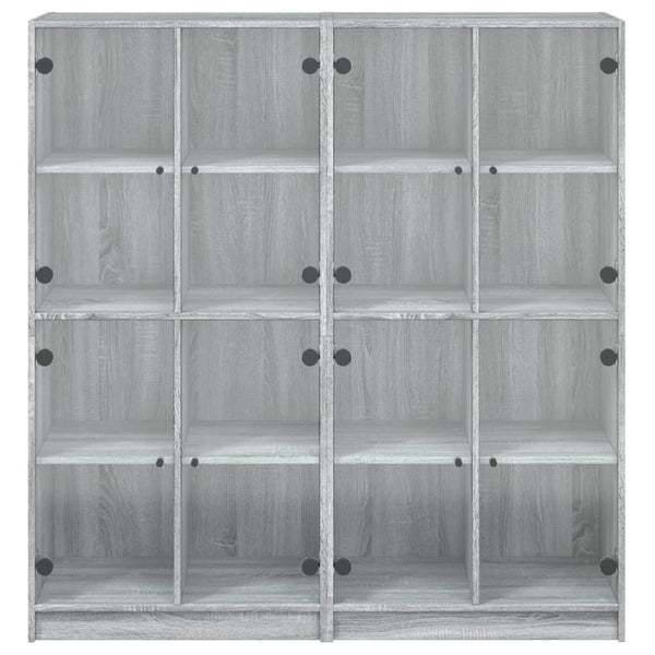 Bücherschrank Grau Sonoma mit Türen 136x142 cm