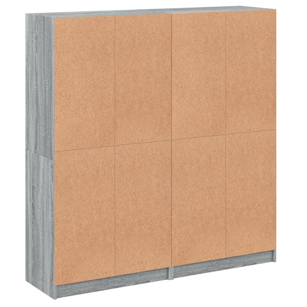 Bücherschrank Grau Sonoma mit Türen 136x142 cm