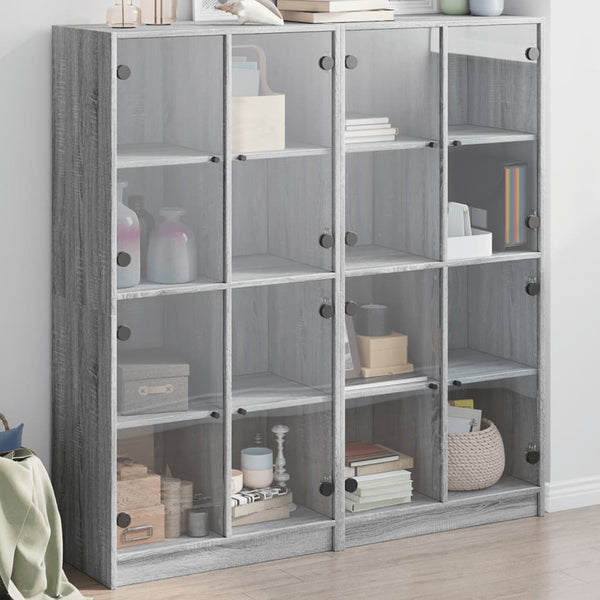 Bücherschrank Grau Sonoma mit Türen 136x142 cm