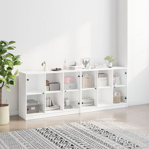 Weißer Bücherschrank mit Türen 204x75 cm