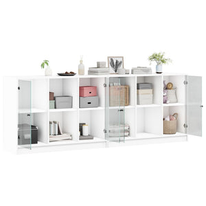 Weißer Bücherschrank mit Türen 204x75 cm