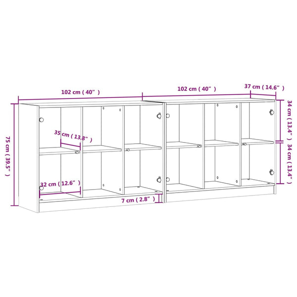 Weißer Bücherschrank mit Türen 204x75 cm
