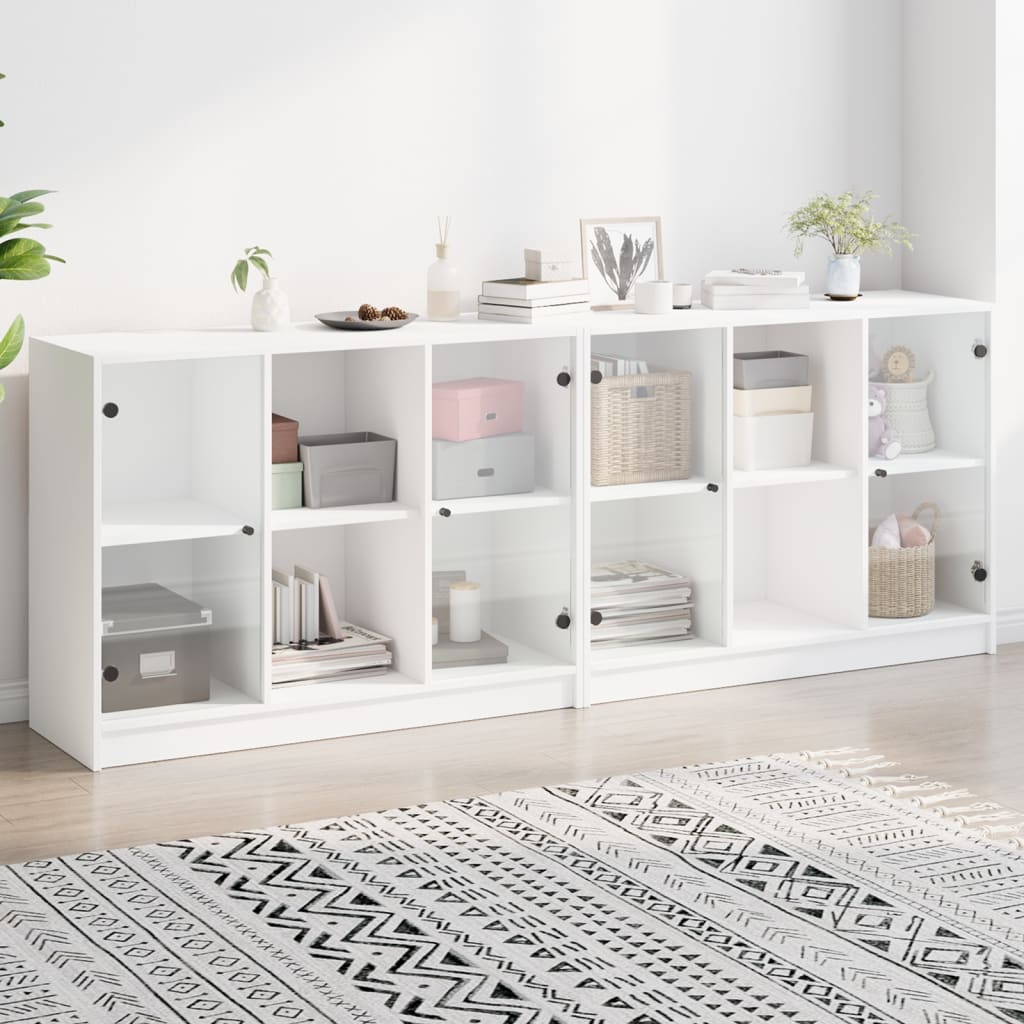 Weißer Bücherschrank mit Türen 204x75 cm