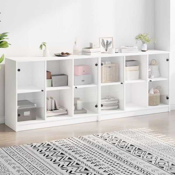 Weißer Bücherschrank mit Türen 204x75 cm