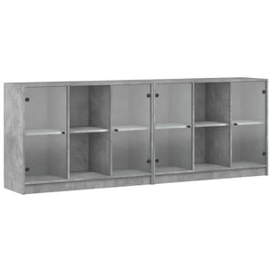 Bücherschrank Betongrau 204x75 cm