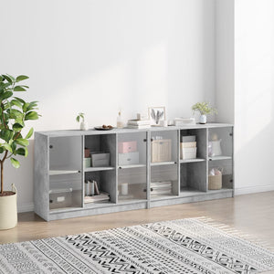Bücherschrank Betongrau 204x75 cm
