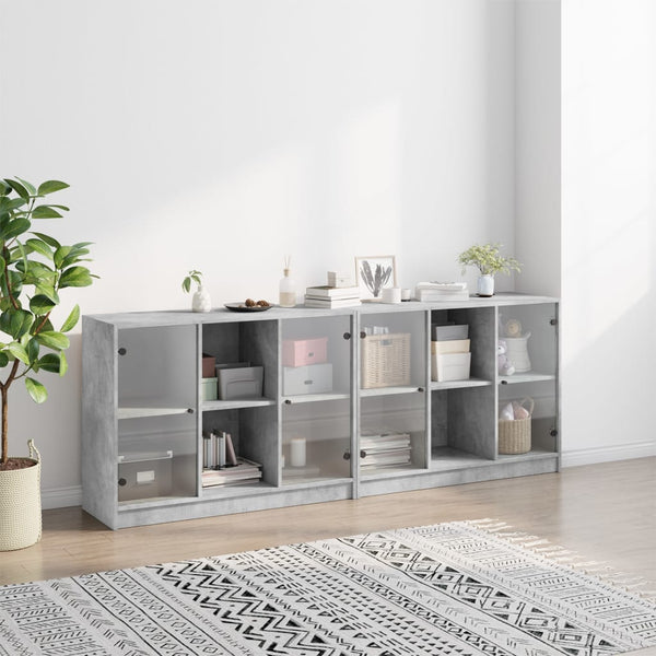 Bücherschrank Betongrau 204x75 cm