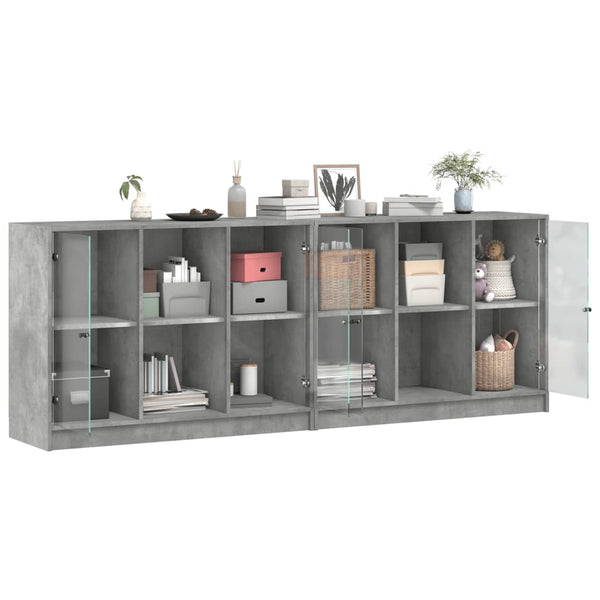 Bücherschrank Betongrau 204x75 cm