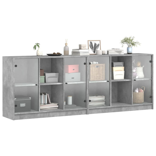 Bücherschrank Betongrau 204x75 cm