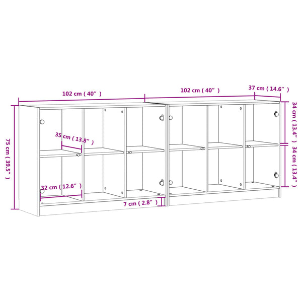 Bücherschrank Betongrau 204x75 cm