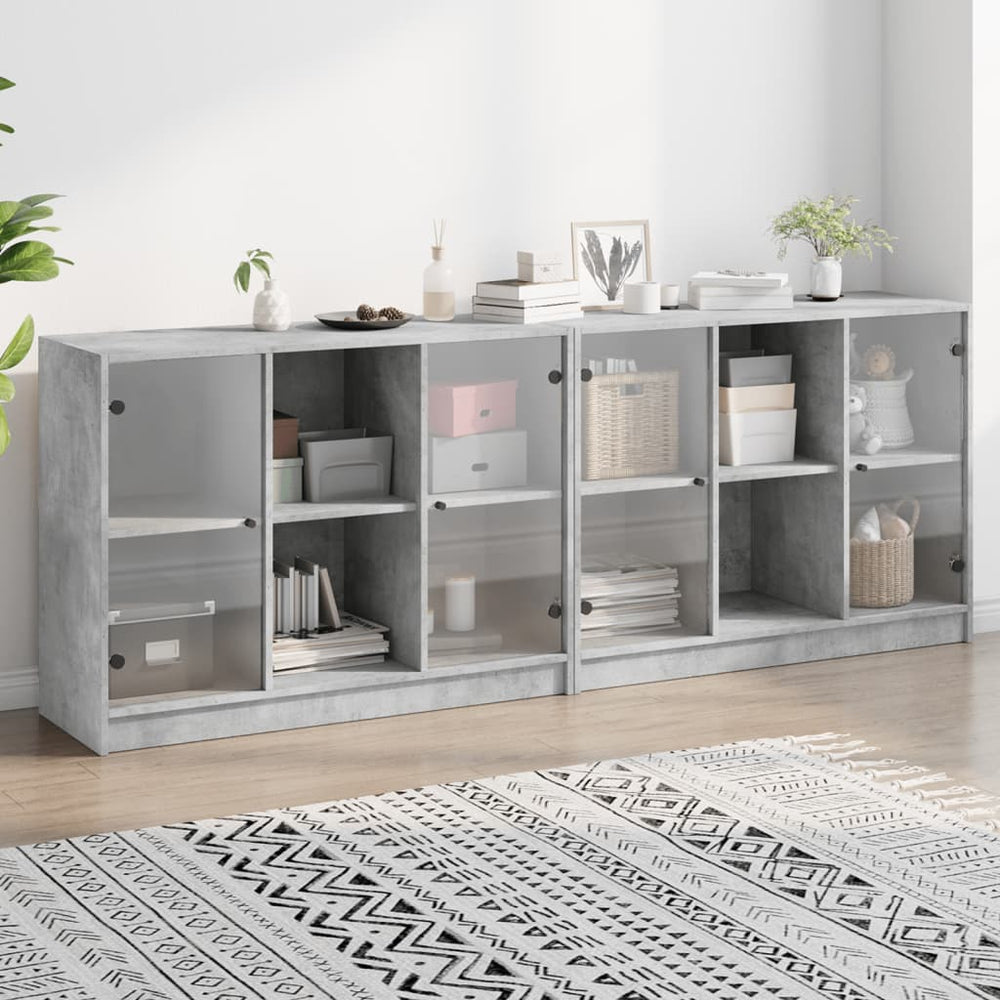 Bücherschrank Betongrau 204x75 cm