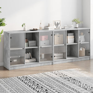 Bücherschrank Betongrau 204x75 cm