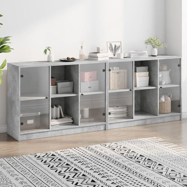 Bücherschrank Betongrau 204x75 cm