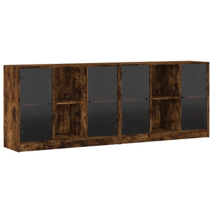 Bücherschrank Räuchereiche mit Türen 204 cm