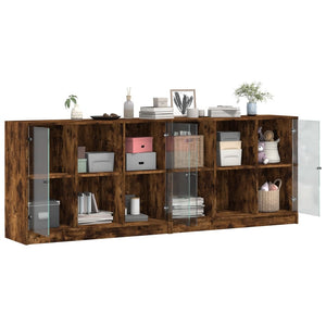 Bücherschrank Räuchereiche mit Türen 204 cm