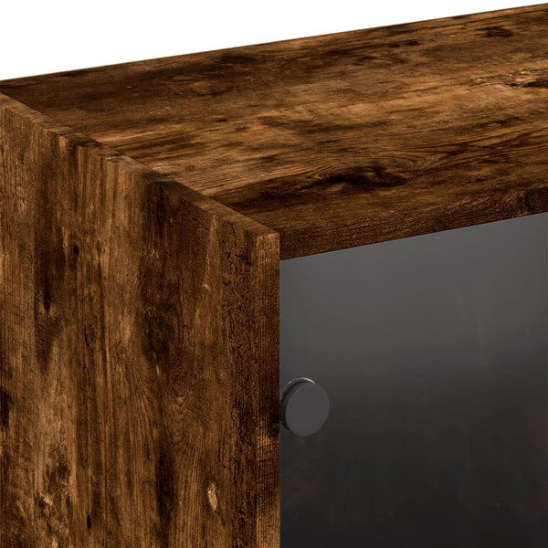 Bücherschrank Räuchereiche mit Türen 204 cm