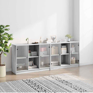 Bücherschrank Grau Sonoma 204x75 cm