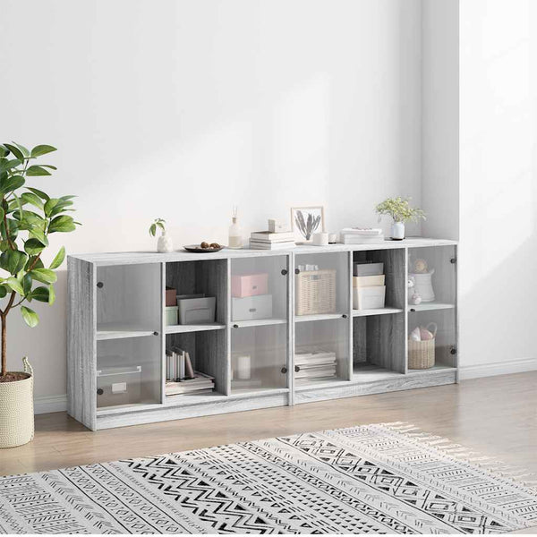 Bücherschrank Grau Sonoma 204x75 cm